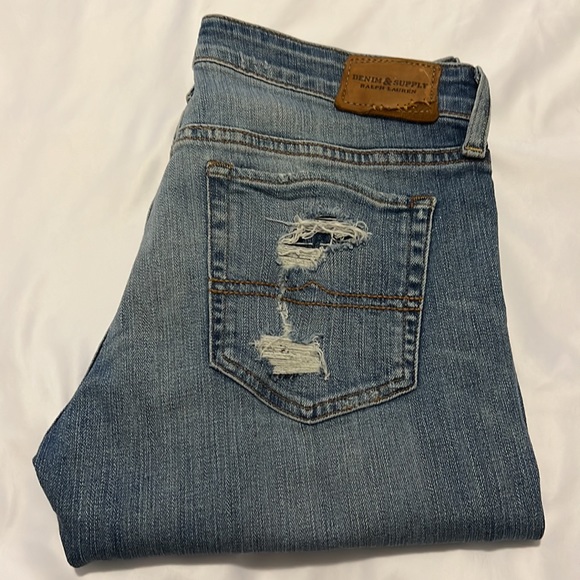 DENIM & SUPPLY RL CROPPED DISTRESSED SKINNY JEANS (29) - Picture 14 of 14